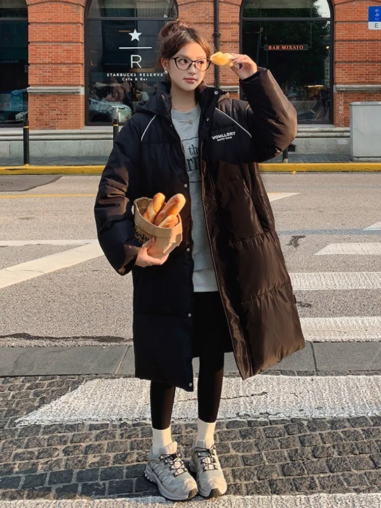 Гонконгский пуховик пуховое пальто средней длины выше колена утолщенная