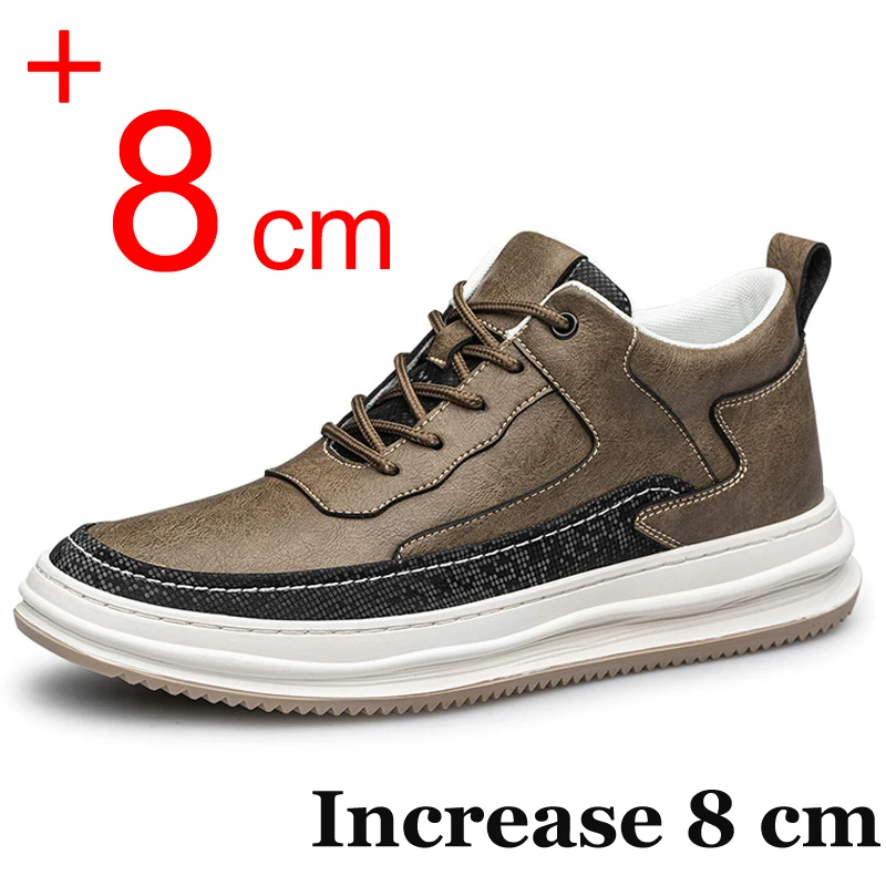 

Men Sneakers Elevator Shoes For Male Hidden Heels Heightening Leather Shoes 8CM 6CM Optional Increased Taller Casual Shoes Man