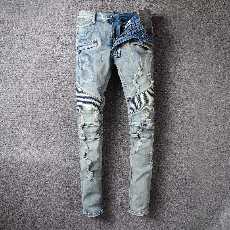 

Fashion Street 2023 New Brand Blue Jeans Men High Quality Skinny Stretch Y2k Hip Hop Ripped Pant Denim Trousers Vaqueros Hombres
