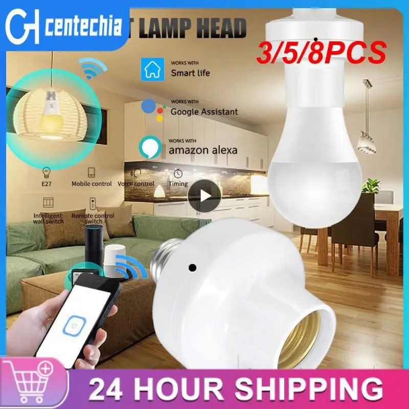 

3/5/8PCS Wifi Smart Light Bulb Adapter Hands-free Voice Control Smart Lamp Holder Wireless 90-250v Light Bulb Smart Home