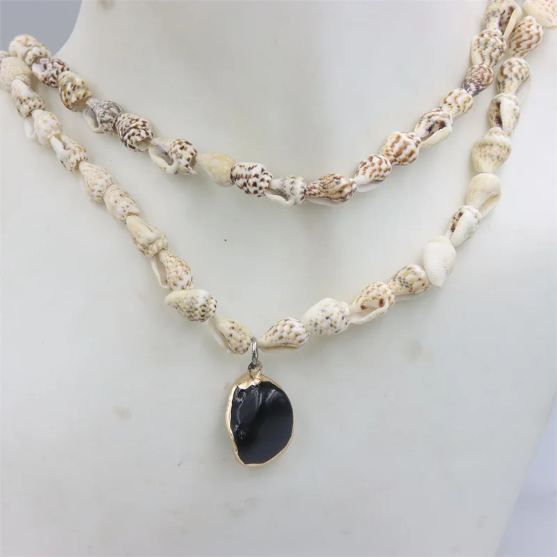 

Fashion Jewelry Natural Sea Snail Color Shape Irregular Shell Beads Longer Necklace Sweater Design Women Party Gifts Accessories