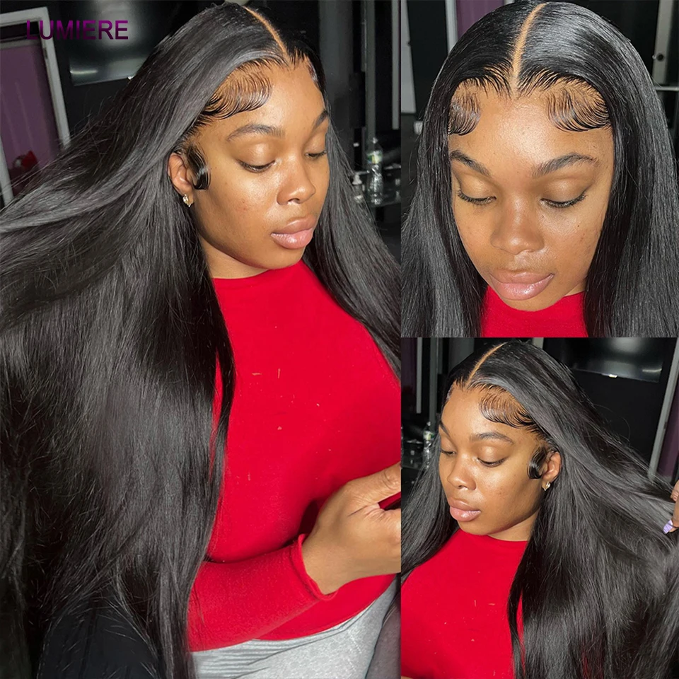 Парик женский прямой из натуральных волос на сетке прозрачный с фронтальной