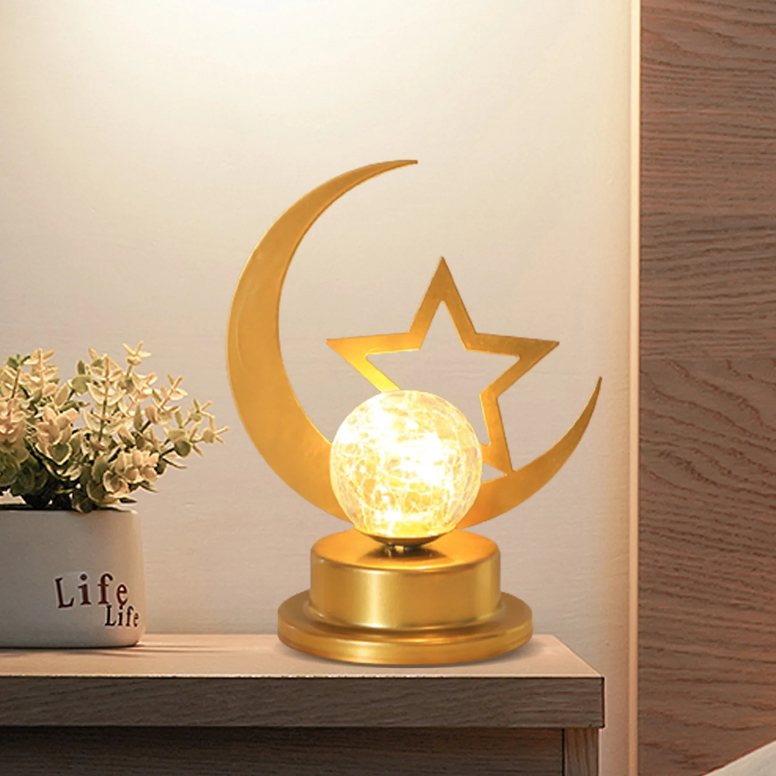 

LED Festival Atmosphere Lamp Wrought Iron Ramadan Tabletop Decorative Nightlight Battery Powered Holiday Lighting Party Supplies