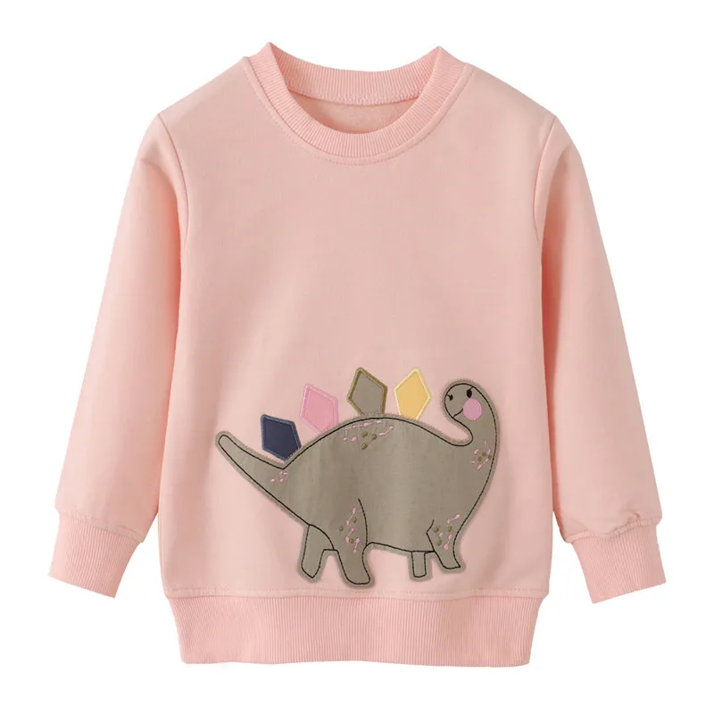 

Jumping Meters New Arrival Girls Sweatshirts Dinosaurs Embroidery Children's Clothes Long Sleeve Kids Shirts Tops Baby Costume