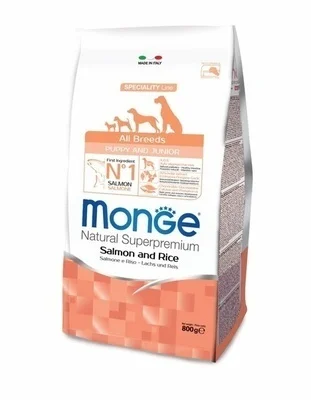 Monge Dog Speciality Puppy Junior корм для щенков всех пород лосось с рисом 800 гр |