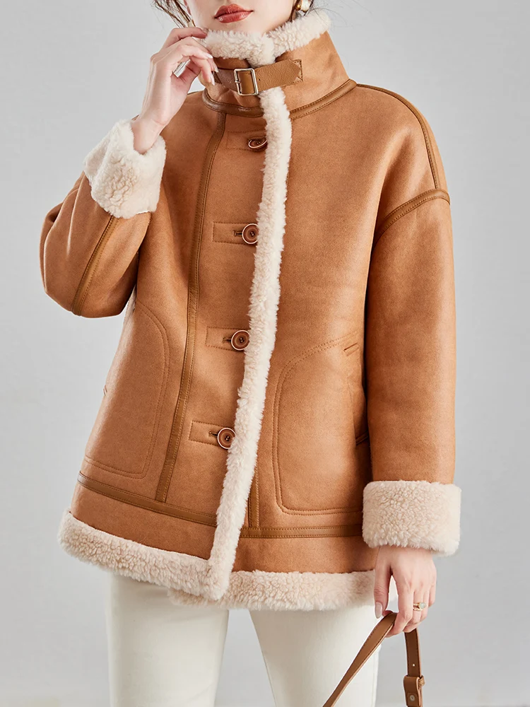 Elegant Socialite Lamb Wool Fur Outerwear 2024 Winter New Double-sided Wear Loose Sheep Shearing Integrated Women