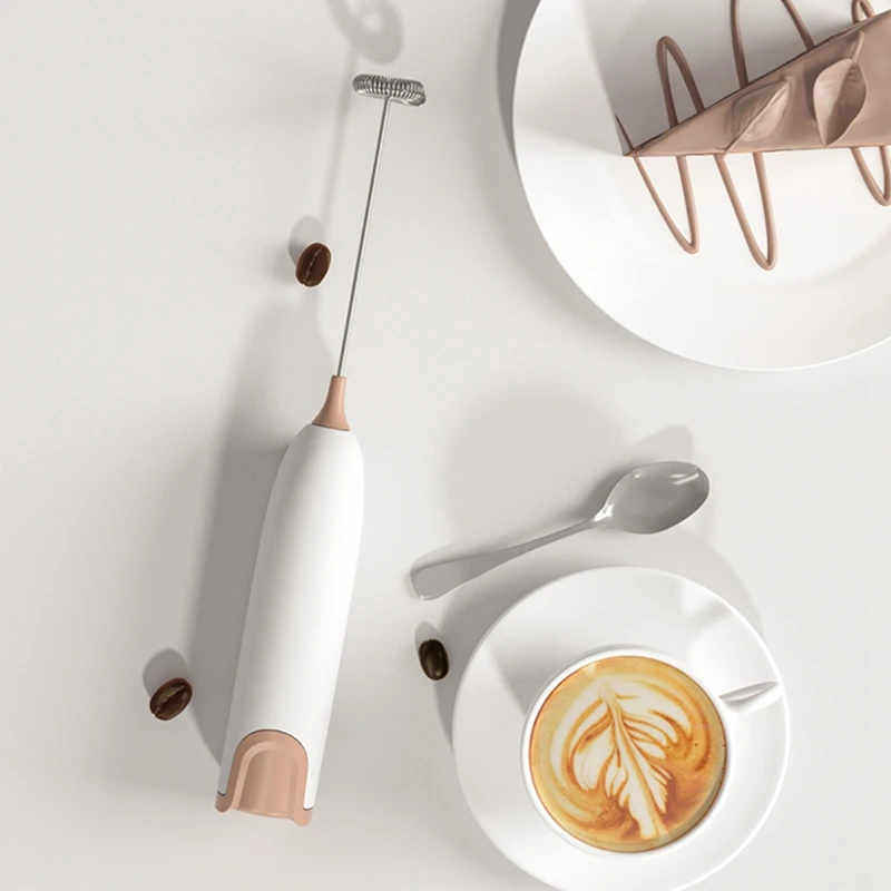 

Electric Milk Frother Mixer Egg Beater Kitchen Food Stirrer Coffee Cappuccino Creamer Whisk Portable Blender -White Coffee