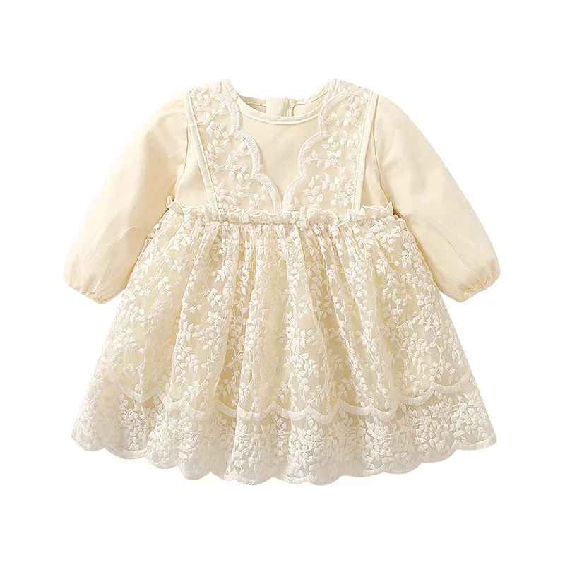 

Spring and Autumn Kids Clothing Embroidery Baby Girl Dress Infant Sweet Mesh Long-sleeve Princess Dress Baby Girl Clothes