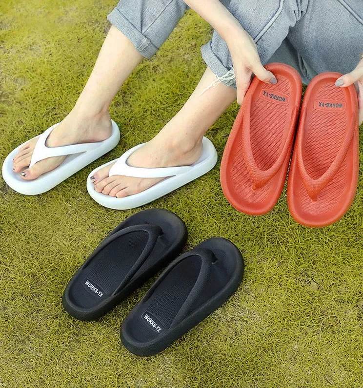 

2023NEW Bottom Platform Sea Flip-Flop Thong Sandals Summer Shoes Soft Bathroom Slippers Pillow Slides Outdoor Indoor Shoes Women