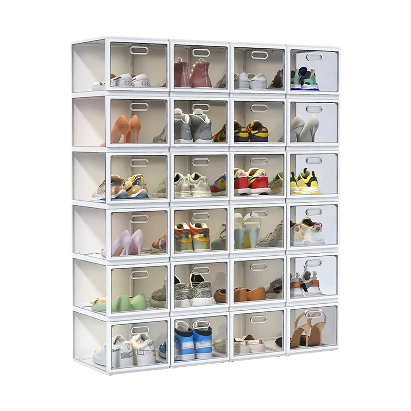

Складная коробка для хранения обуви, прозрачный органайзер для обуви без необходимости установки, компактная Пыленепроницаемая стойка для обуви