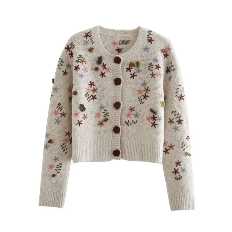 Limiguyue свитер с 3D цветочной вышивкой женский осенне-зимний жаккардовый вязаный