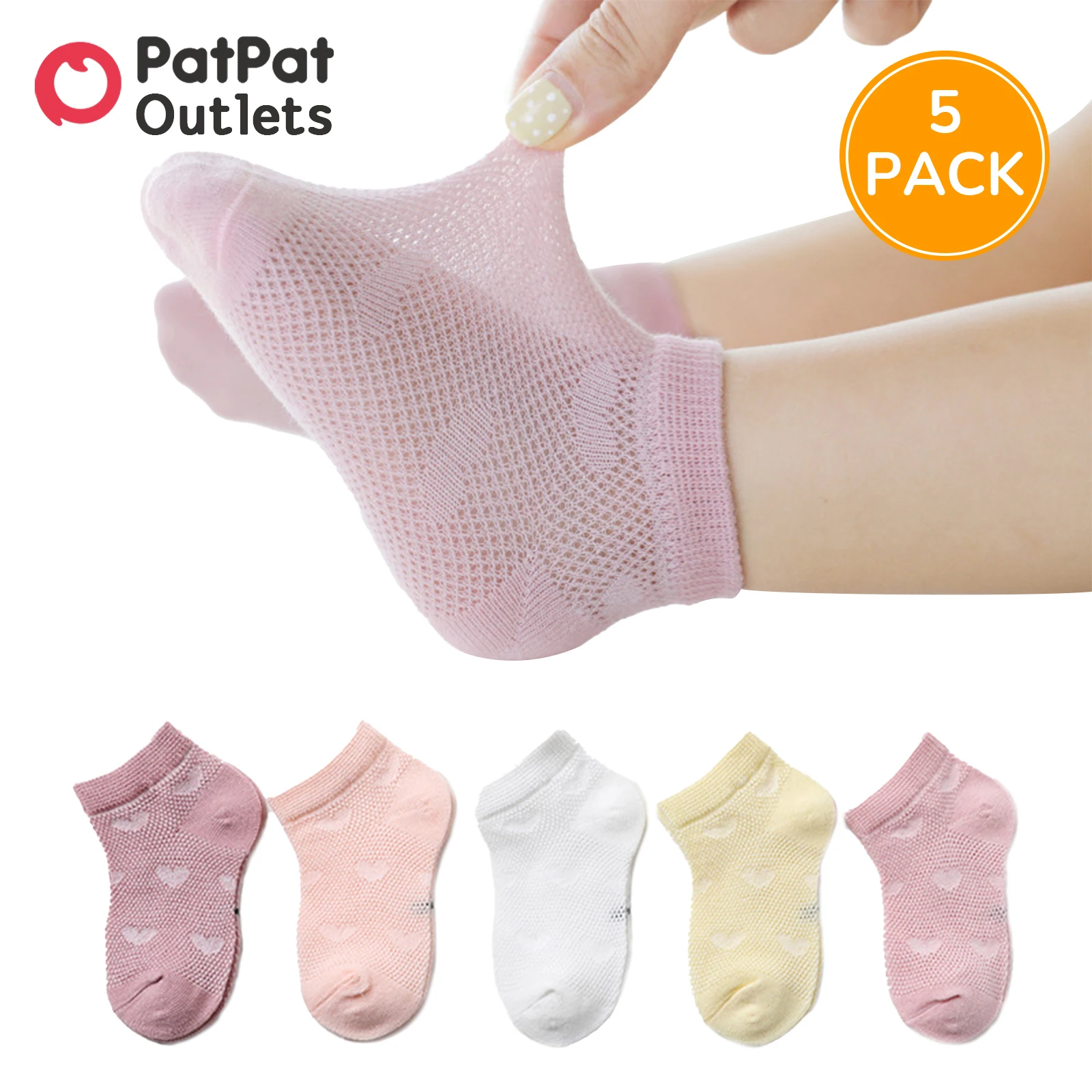 

PatPat 5-pairs Socks New Born Baby Accessories Kid Girl Clothes Things for Babies Newborn Toddler Soft Breathable Mesh Socks