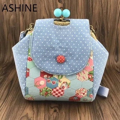 

20cm Handmade Cotton Fabric Clutch Purse Metal Frame Bags Kisslock Backpack Shoulder bag Material Kit