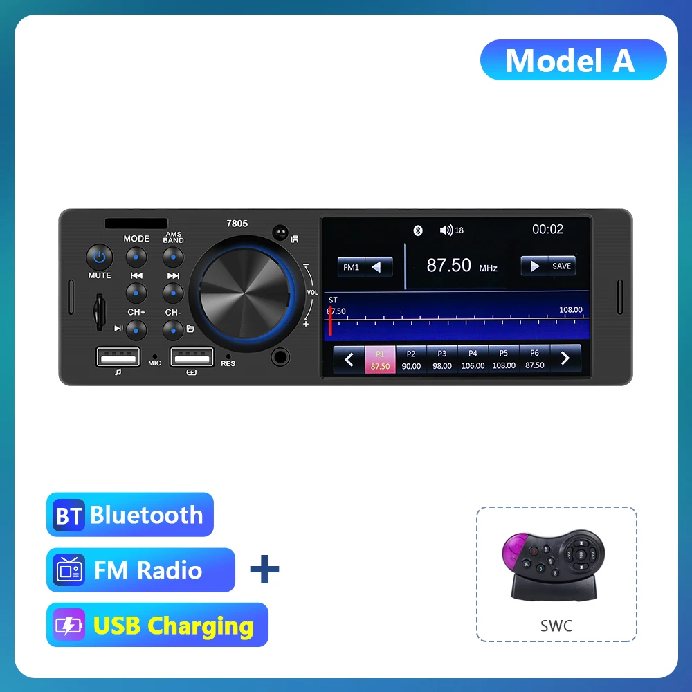 

Автомобильный мультимедийный плеер Podofo, MP5-плеер 4,1 дюйма, bluetooth, FM, TF, USB, поддержка камеры заднего вида