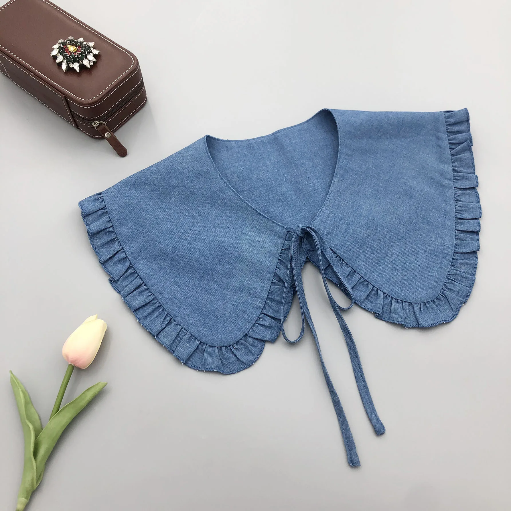 

Women Solid Color Fake Collar Shawl for Summer Dress Shirt Detachable Collars Female Blouse Tops False Collar Tie Fuax Cols