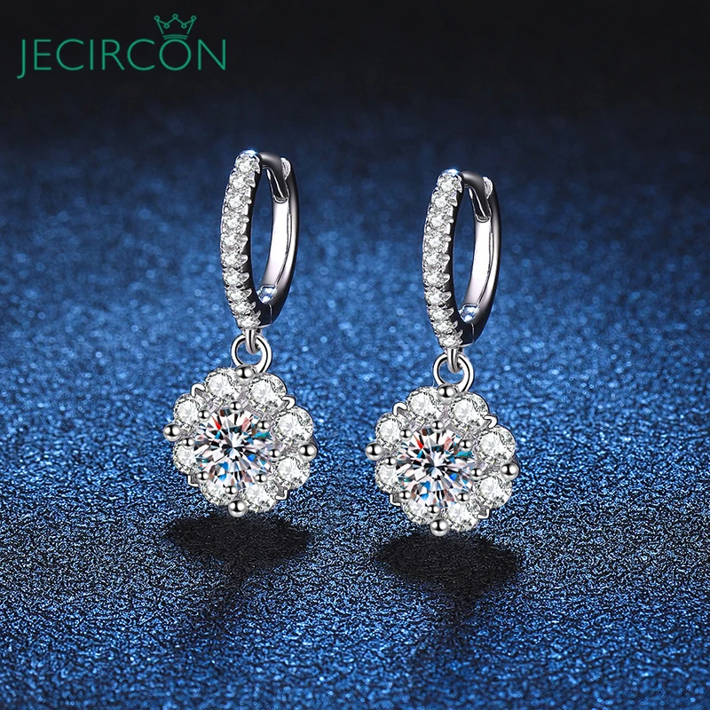 

JECIRCON Authentic 0.5 Carat D Color Moissanite Drop Earrings for Women 925 Sterling Silver Plated pt950 Trendy Fine Earrings