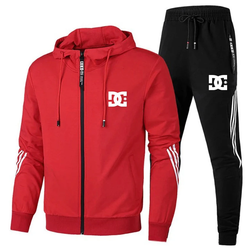 

2022 DC Hot Style Men's Casual Hoodie Suit Spring Autumn Zipper Top Sports Casual Pants Fashion Jogging Sports Two-Piece Suit