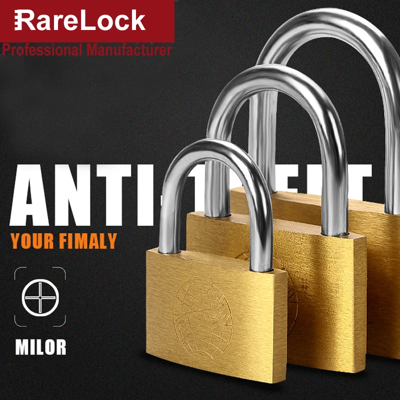 

Brass Padlock 3 Keys 40-60mm for Drawer Locker Door Jewelry Box Cabinet Lock DIY Furniture Hardware Rarelock MS381X a