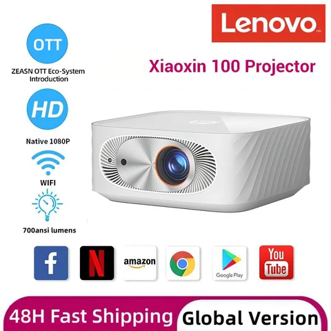 Проектор для домашнего кинотеатра Lenovo Thinkplus Xiaoxin 100 700 люмен 1080P Full Hd 4K проекторы с автофокусом Wi-Fi умный мини-проектор