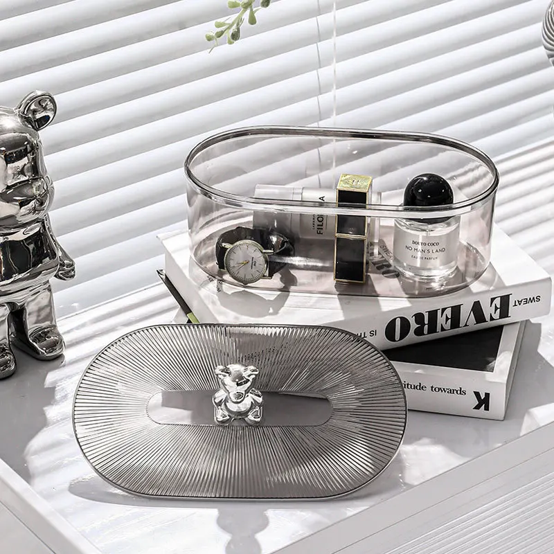 

AhunderJiaz Light Luxury Bear Storage Box Cosmetic Jewelry Storage Living Room Porch Decorations Home Accessories приёмная короб