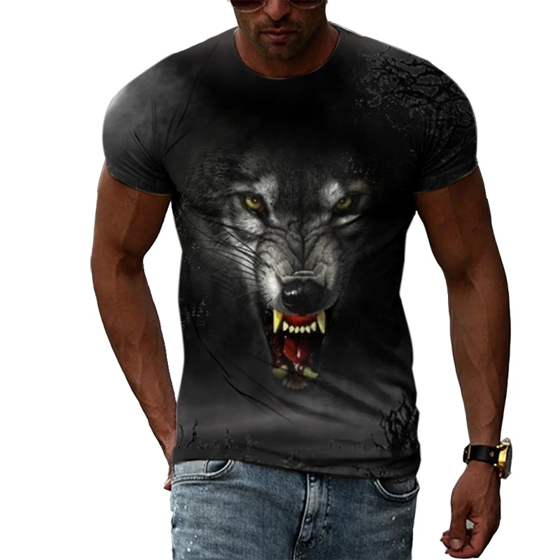 

Summer New 3D Cool Style Animal Wolf graphic t shirts For Men Fashion Casual Hip Hop Printing short sleeve t-shirts streetwear