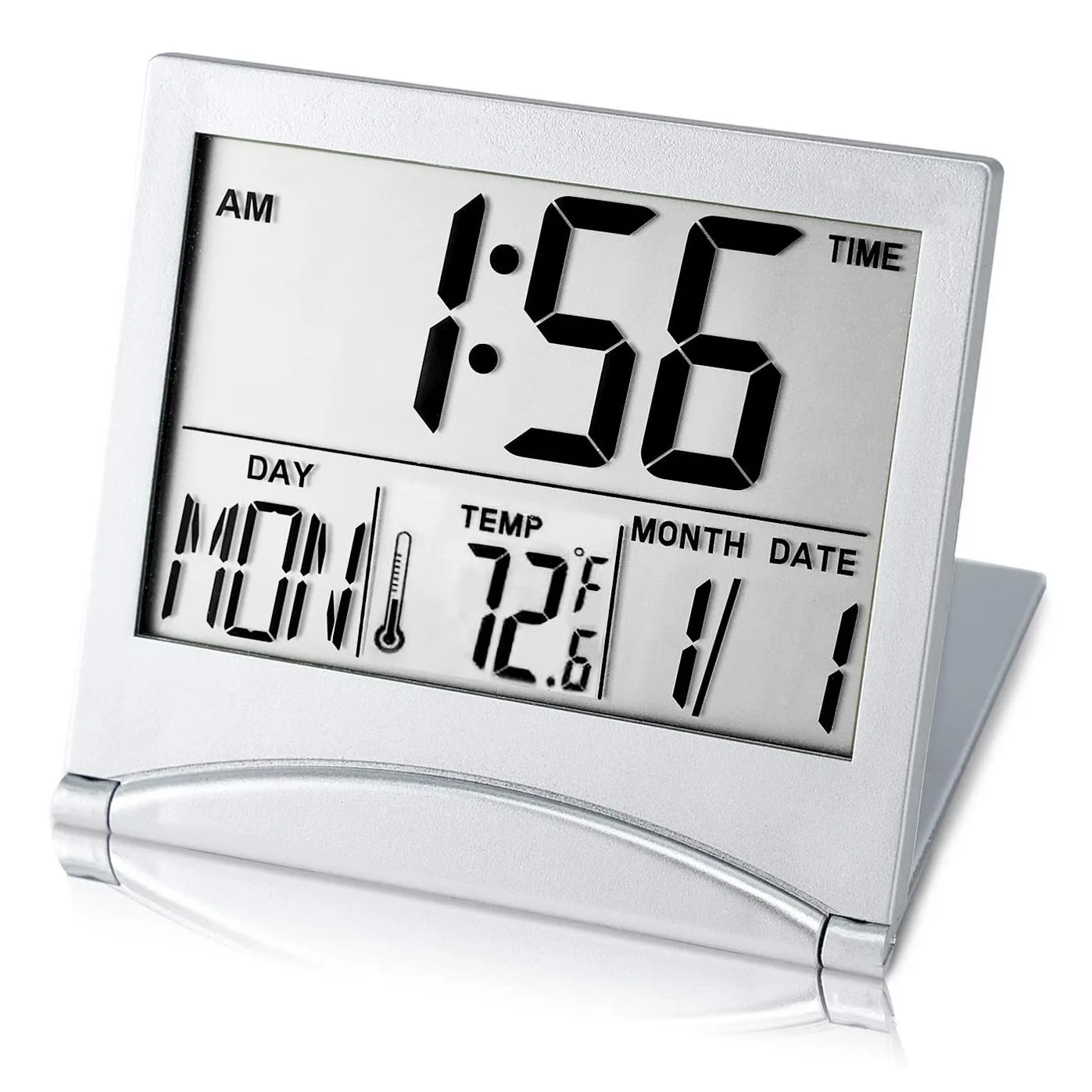 Battery Operated Portable Large Number Display Clock With Temperature 12/24h Small Desk Clock