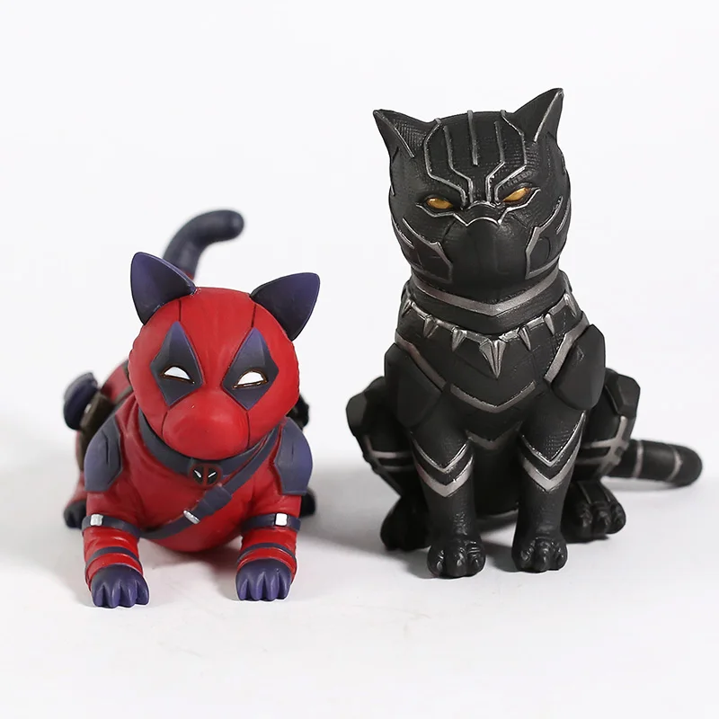 

Deadpool Black Panther Cat Q Version Doll PVC Figure Collectible Model Toy