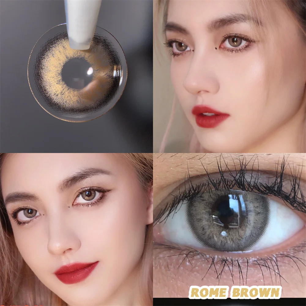 Roma Коричневые линзы для близорукости по рецепту мягкие цветные контактные глаз
