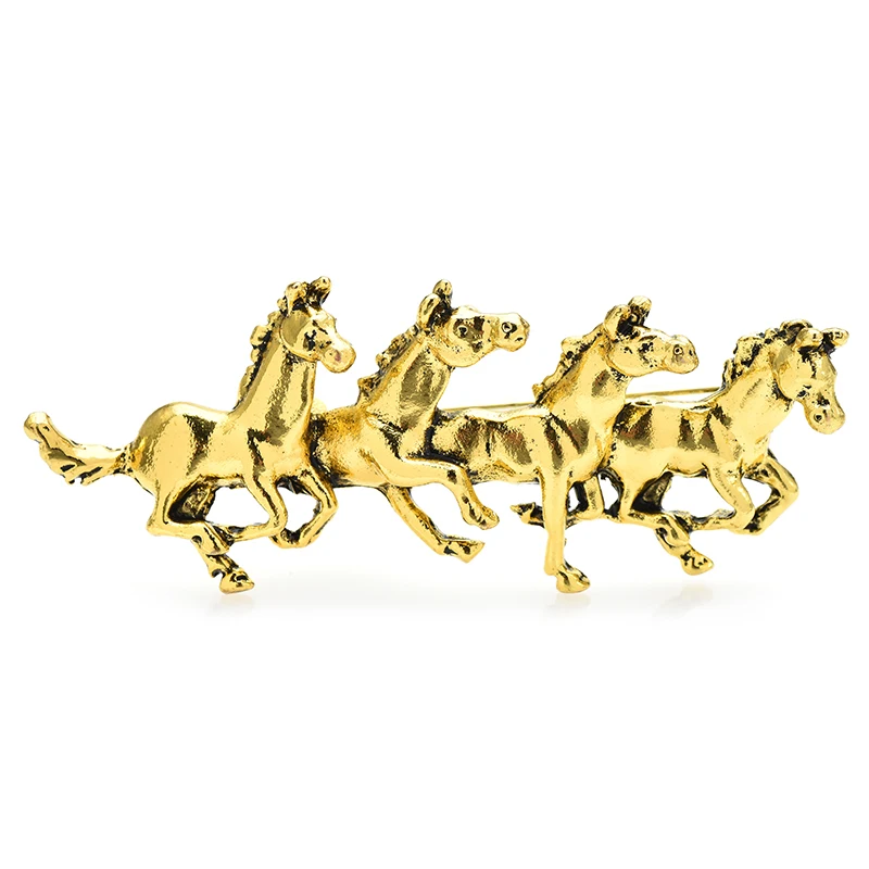 

Wuli&baby Vintage Running Horses Brooches For Women Unisex 2-color Animals Party Causal Brooch Pin Gifts