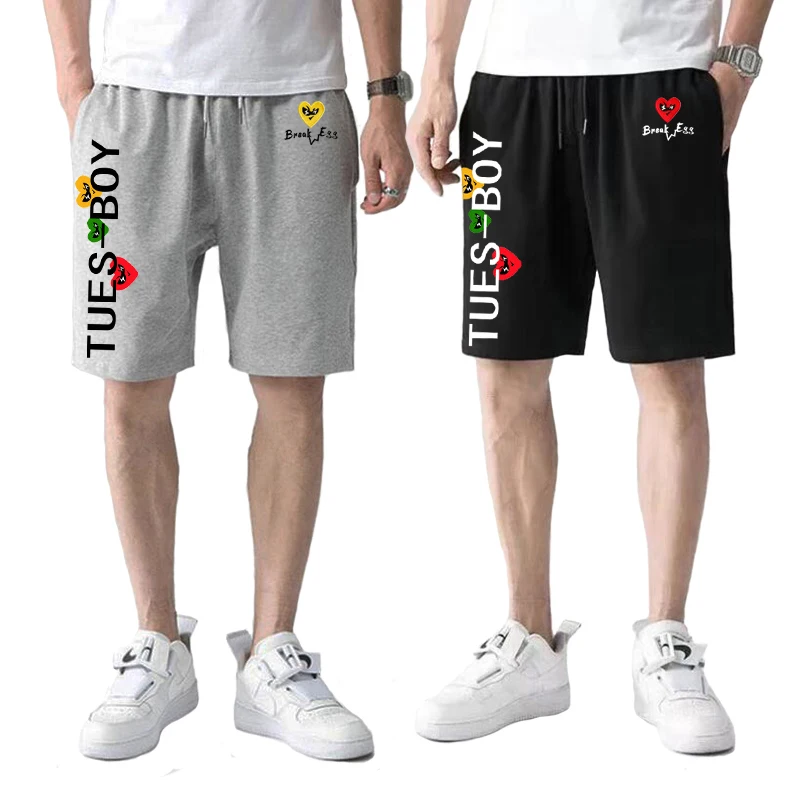 

Мужские и женские короткие брюки Break Egg, хлопковые очки в форме сердца с вышивкой, цветные сердечки с принтом, эластичные Короткие Брюки с карманами и завязками