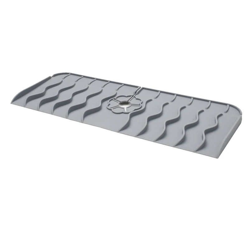 

1 Piece Silicone Faucet Mat Water Ripples Kitchen Faucet Water Catcher Mat Countertop Protector Grey