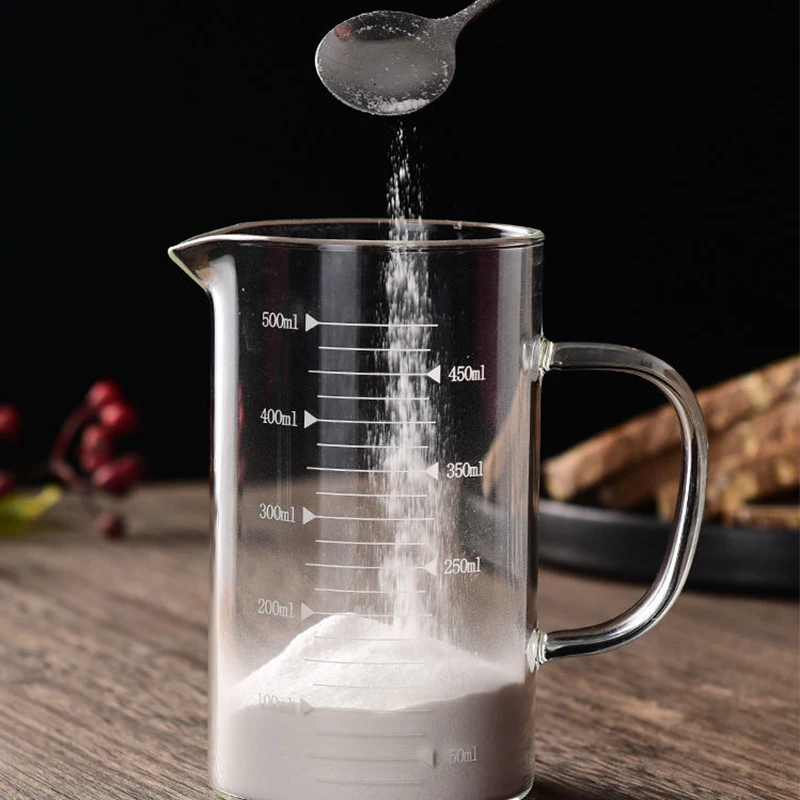 

Household Heat Resistant Glass Measuring Cups with Scale Cup Brush