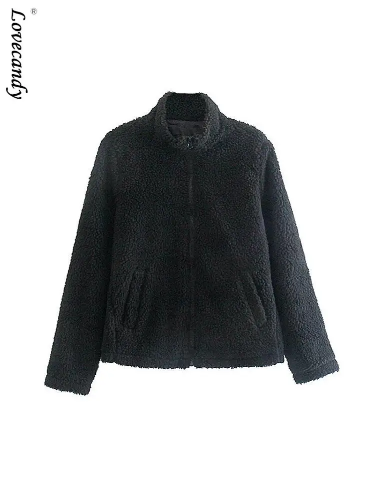 

Women Thicken Fleece Warm Plush Coat 2023 Loose Coat Female Faux Fur Zipper Jackes Winter Ladies Outwear Parkas Tops Wear