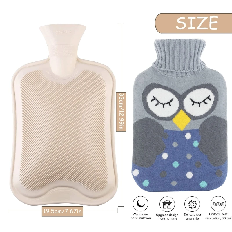 2 л бутылка для горячей воды с крышкой Съемная резиновая теплая сумка холодных