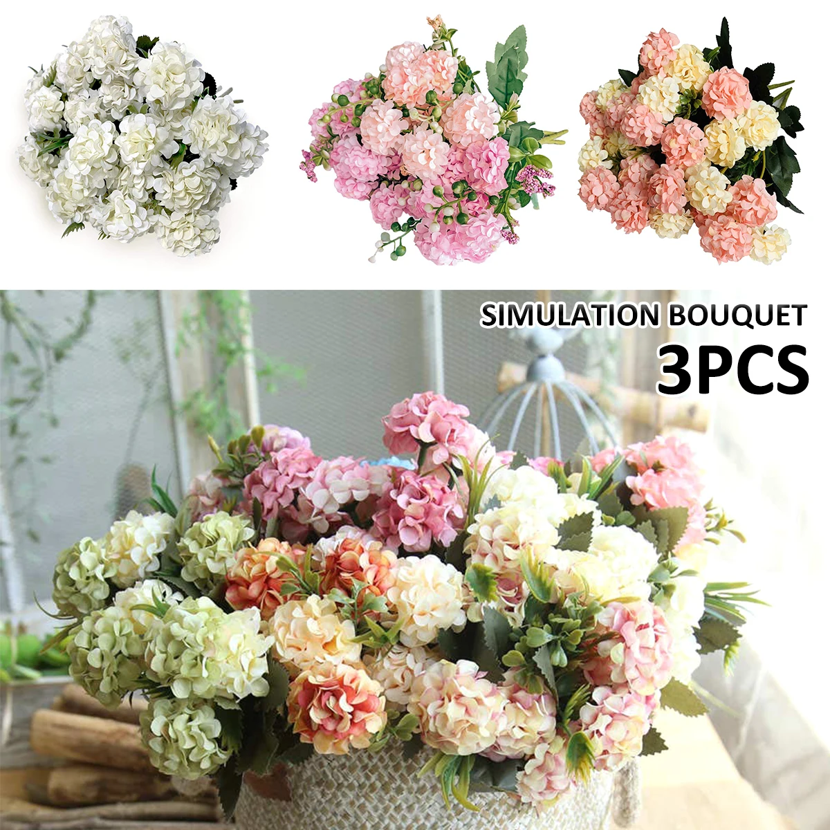 

Новинка 3 шт. искусственная шелковая мини-Гортензия искусственный шар Хризантема Декоративные искусственные цветы реалистичный стол