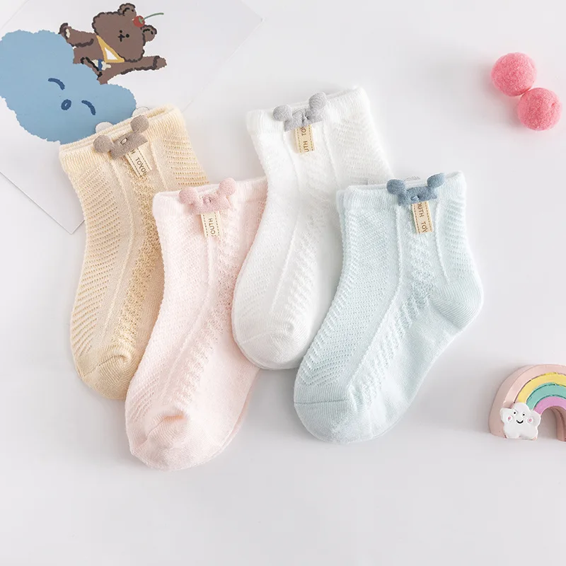 

0-5Y Baby Socks Summer Cotton Cartoon Mickey Rabbit Kids Socks Solid Breathable Mesh Girls Cute Kawaii Newborn Boy Toddler Socks