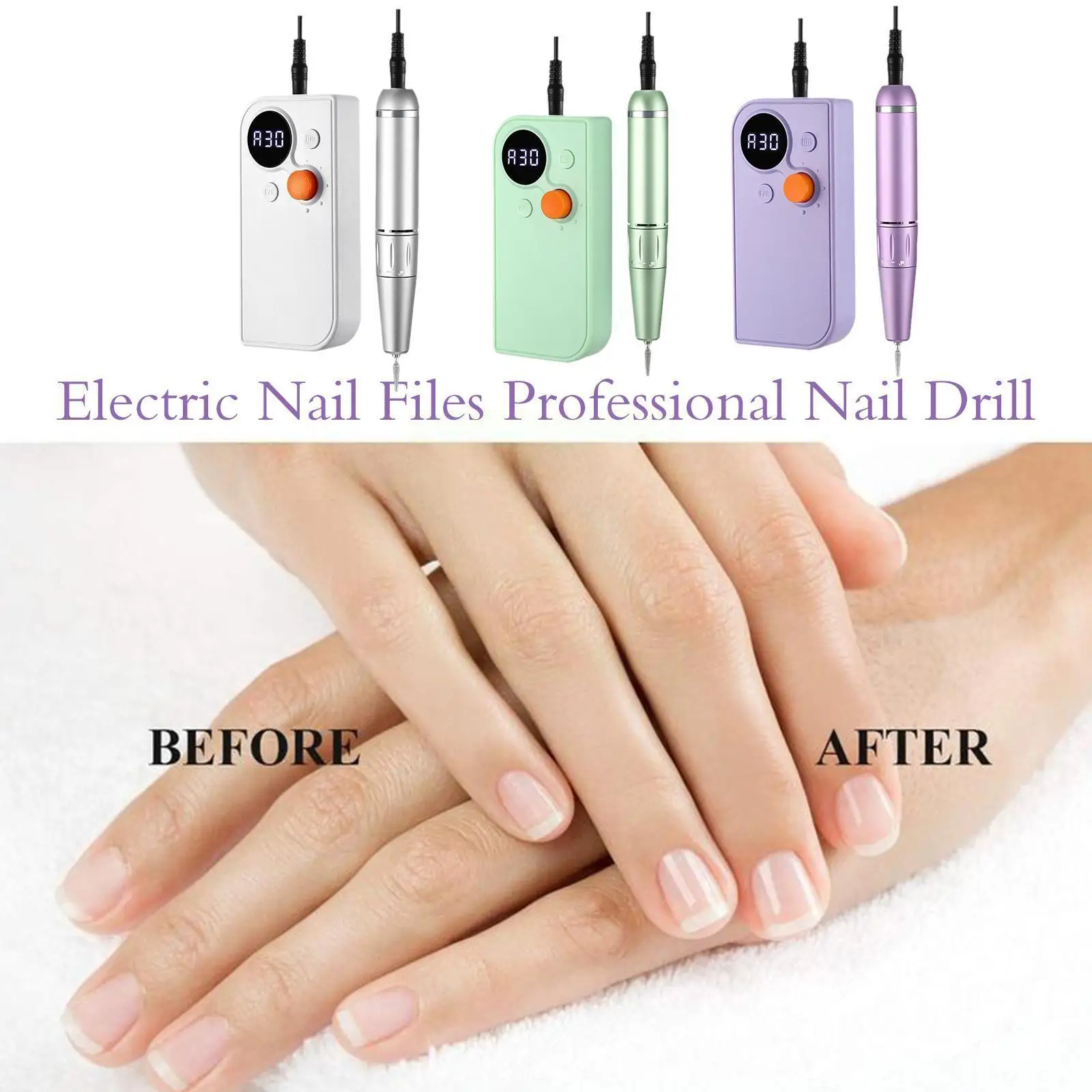 

30000RPM Rechargeable Electric Nail Drill Manicure Machine For Nail Gel Remove Electric Nail Files Professional Nail Art To M4M8