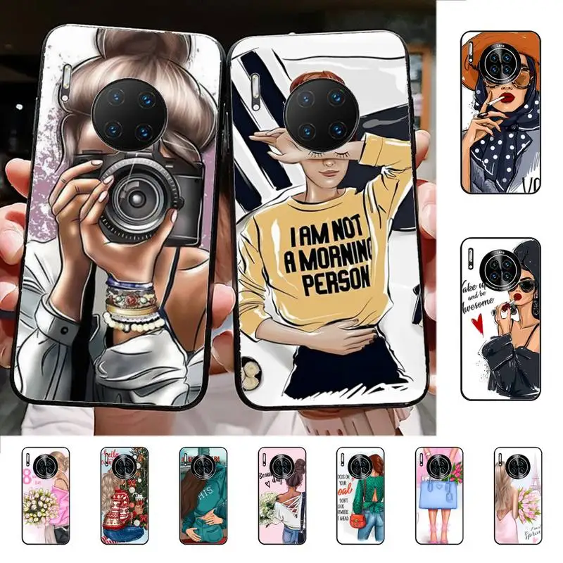 

Fashion Beautiful Girl Pattern Phone Case for Huawei Mate 20 10 9 40 30 lite pro X Nova 2 3i 7se