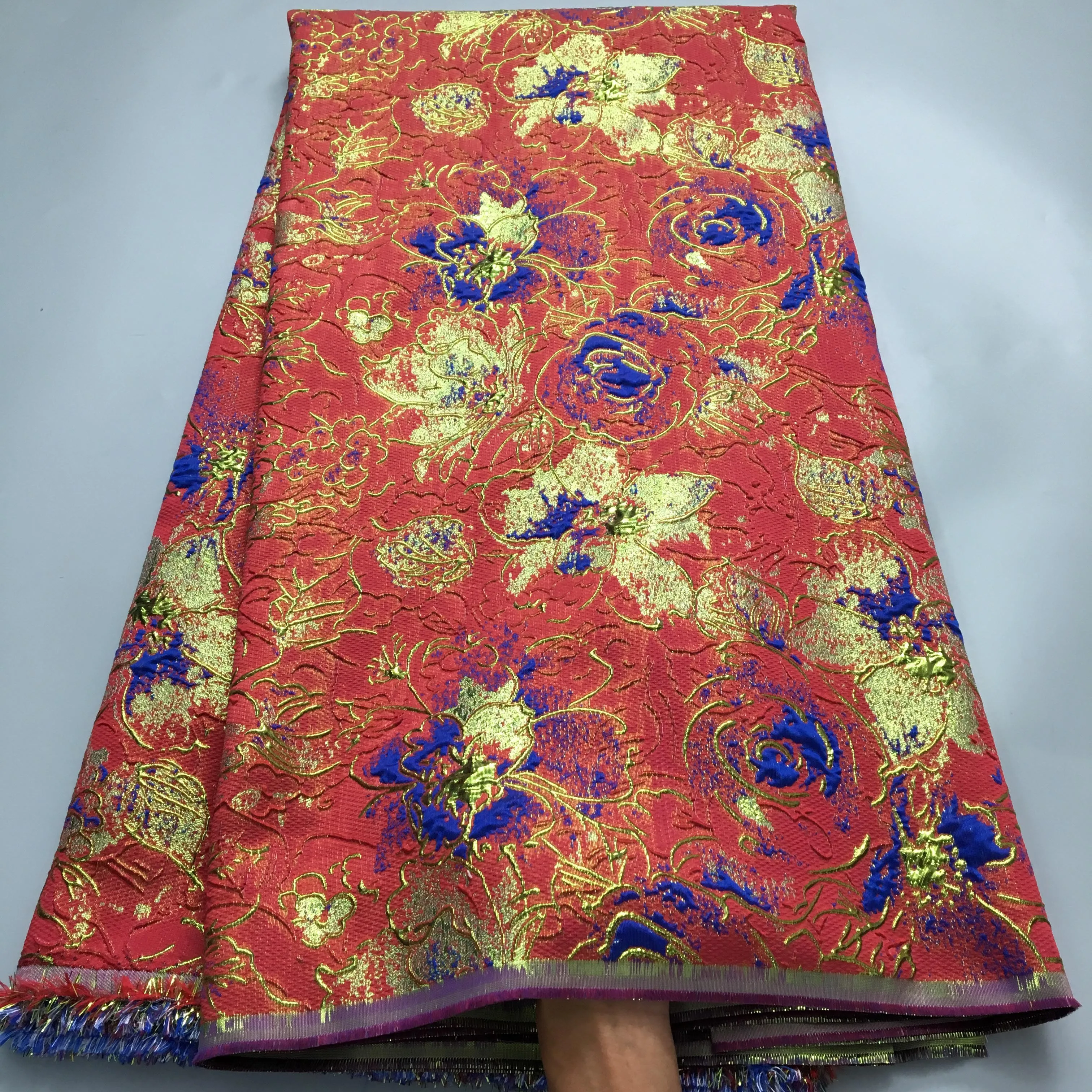 Африканское парчовое кружевная ткань 2024 высокое качество 5 ярдов нигерийская