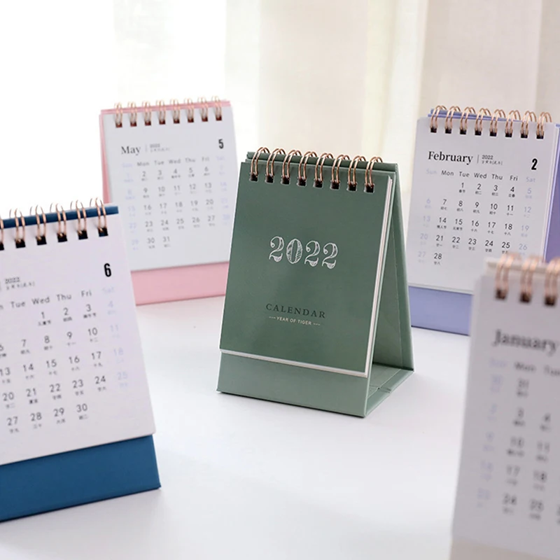 

2022 Hand Drawing Solid Color Series Mini Desk Calendar DIY Portable Desktop Calendars To Do List Daily Schedule Planner Office