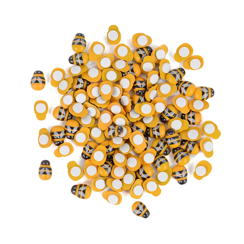 100 шт. деревянные разноцветные божьи коровки с клеем