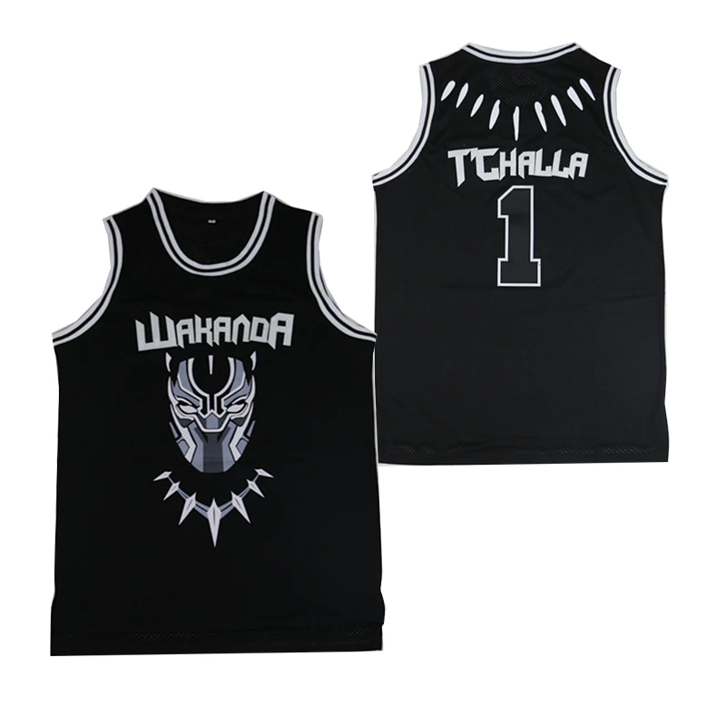 Купи BG Basketball Jerseys WAKANDA 1 T’CHALLA High Quality Sewing Embroidery Outdoor Sports Jersey Black 2023 new за 1,022 рублей в магазине AliExpress