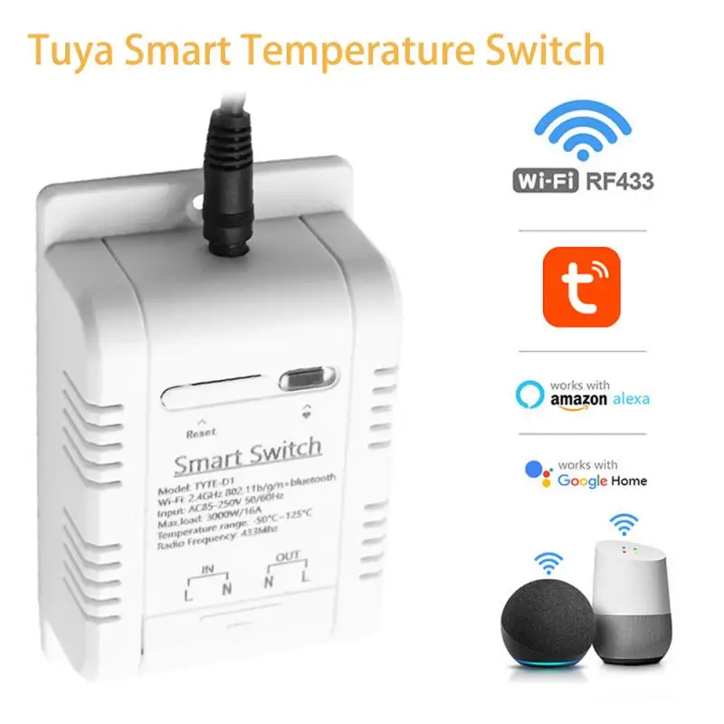 

Умный переключатель температуры Tuya 3000 Вт с мониторингом потребления энергии, умный термостат, совместимый с Alexa Google Home