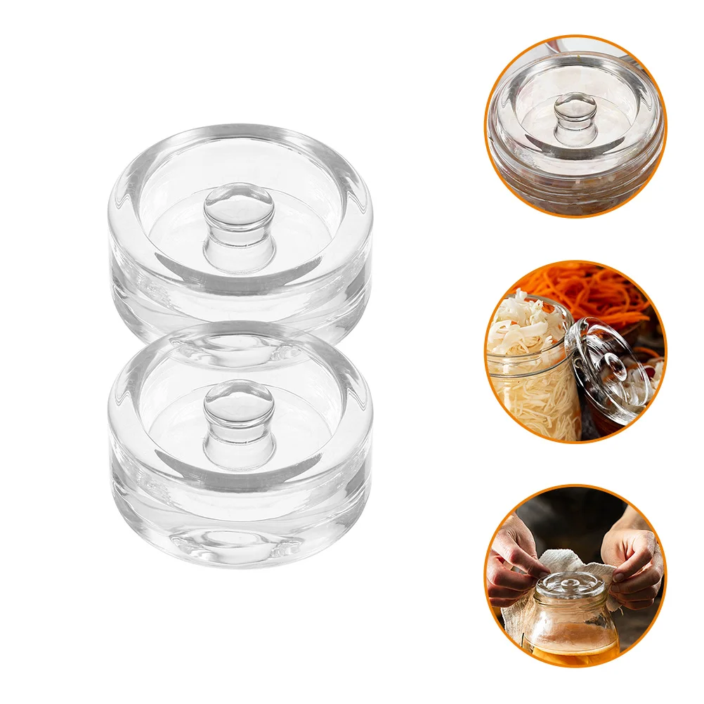 

2Pcs Fermentation Weight Mason Jars Glass Fermenting Lid Wight Handle Design Fermenting Weight