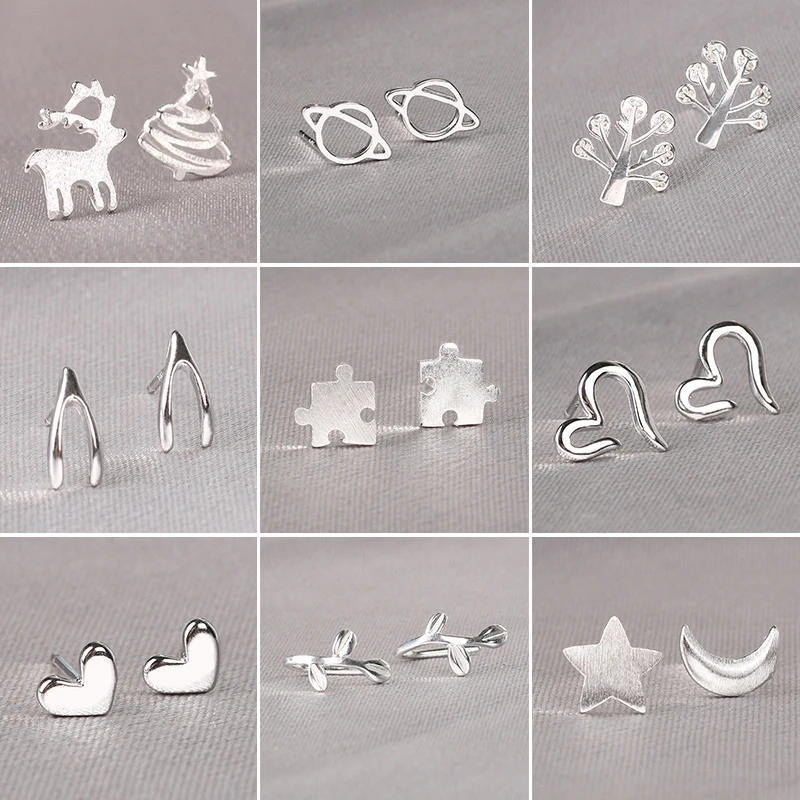 

925 Silver Needles Mini Stud Earrings for Women Prevent Allergy Butterfly Daisy Earrings Christmas Xmas Fashion Jewelry