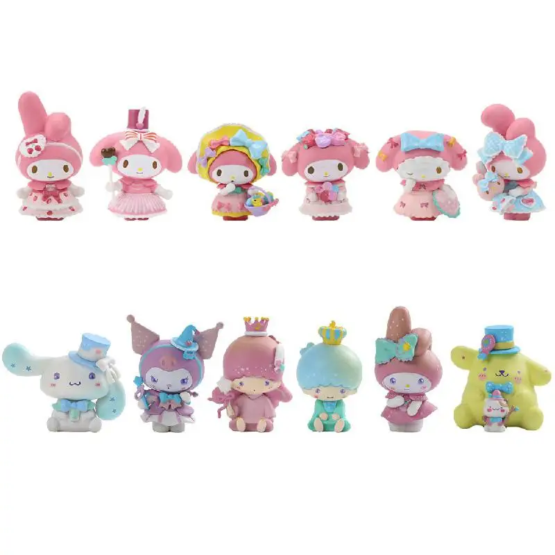 

6 шт. Sanrio Kawaii Melody Series Cinnamoroll Melody украшения для торта Diy экшн-фигурки модель комнаты украшения игрушки для детей подарок