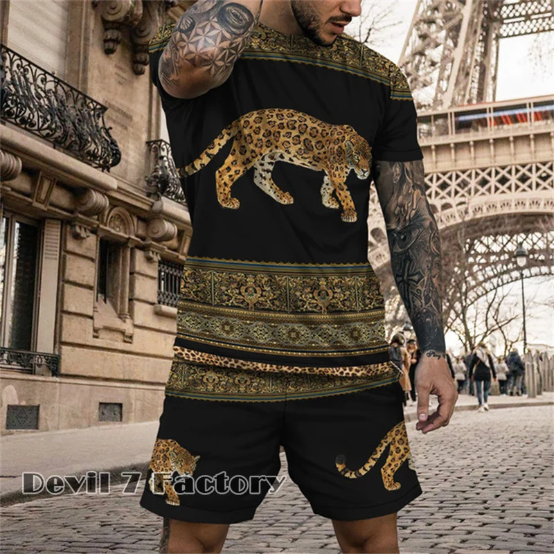 Summer Men's T-Shirt Shorts Sets 3D Print Luxury Brand Quality Male Clothes Outfits Casual Oversized Short Sleeve Tracksuit Suit