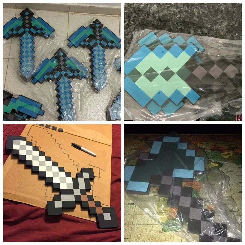 Игрушка из ЭВА-пены 20-45 см: меч с синим алмазом в стиле Minecraft, кирка, топор, лопата Стивена. Прекрасные игрушки для косплей-реквизита и подарков. (art.: 3920dd064bbaf) - 3920dd064bbaf