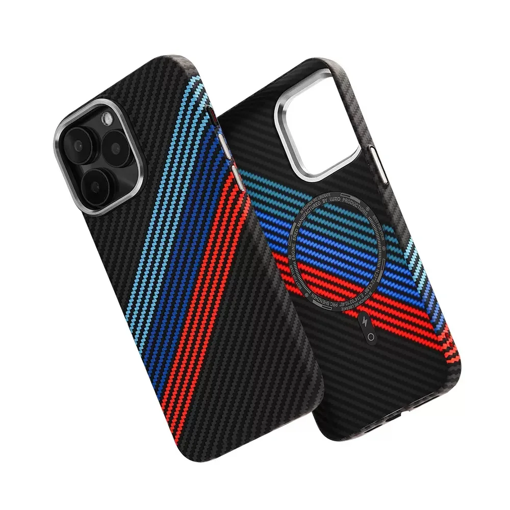 Чехол для Iphone 16 15 14 13 12 pro ультратонкий магнитный кевларовый саржевый узор из