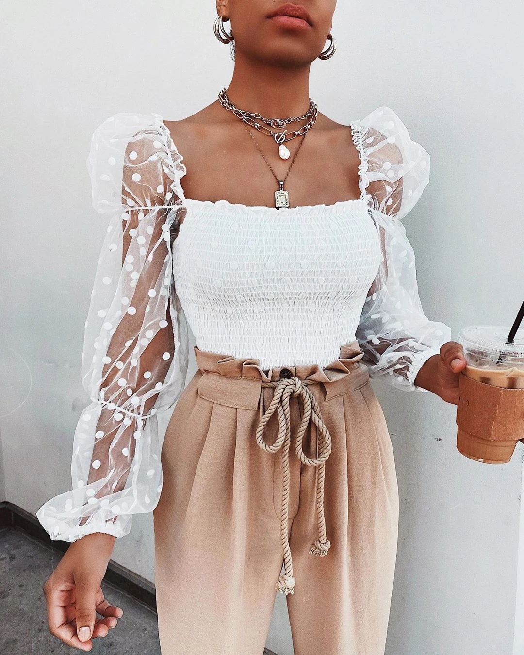 

Summer New Short Sexy Nightclub Mesh Women's Clothing Trend 2023 Bandeau Fashion Tops Blouse Chiffon See-through Slim Hot Sale